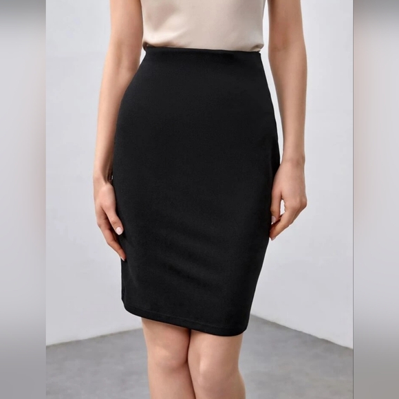 SHEIN Women's Black Sheer High Waisted Mini Pencil Skirt Size Medium (6) EUC - Picture 1 of 11